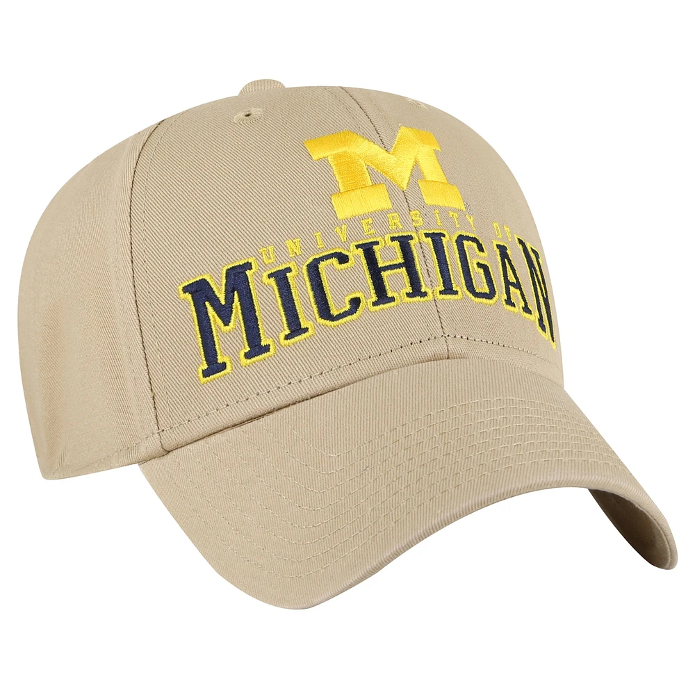 Men's '47 Khaki Michigan Wolverines Powell MVP Adjustable Hat
