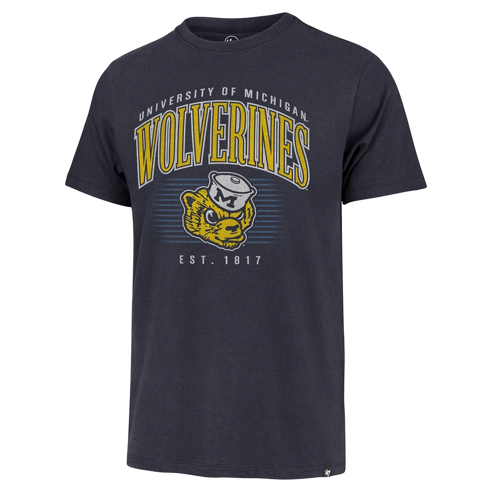 Men's '47 Navy Michigan Wolverines Double Header Franklin T-Shirt