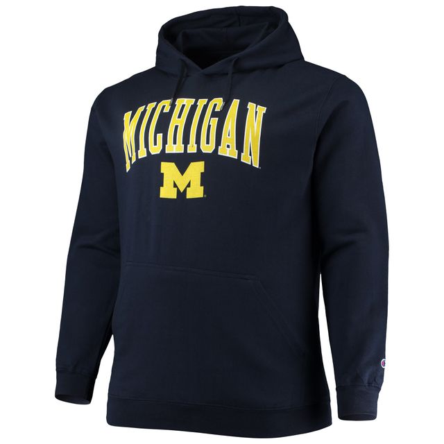 Champion Navy Michigan Wolverines Big & Tall Arch Over Logo Powerblend - Sweat à capuche pour hommes