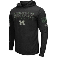Men's Colosseum Black Michigan Wolverines Big & Tall OHT Military Appreciation Tango Long Sleeve Hoodie T-Shirt