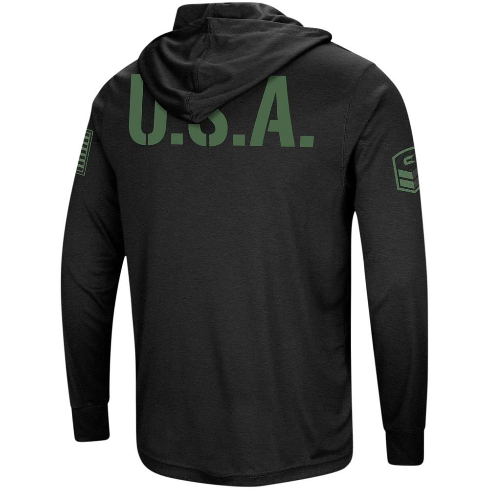 Men's Colosseum Black Michigan Wolverines Big & Tall OHT Military Appreciation Tango Long Sleeve Hoodie T-Shirt