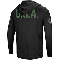 Men's Colosseum Black Michigan Wolverines Big & Tall OHT Military Appreciation Tango Long Sleeve Hoodie T-Shirt