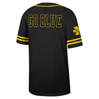 Men's Colosseum Black Michigan Wolverines Free Spirited Mesh Button-Up Baseball Jersey