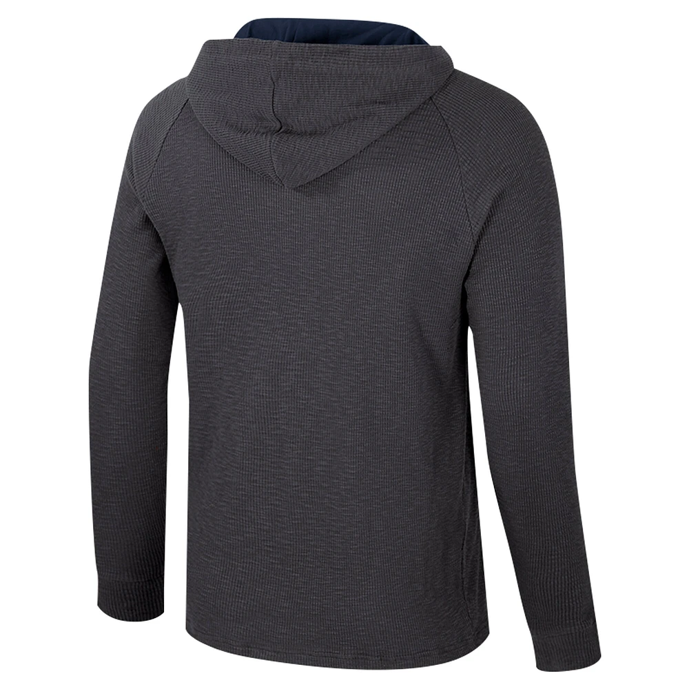 Men's Colosseum  Charcoal Michigan Wolverines Dujour Ralgan Long Sleeve Henley Hoodie T-Shirt