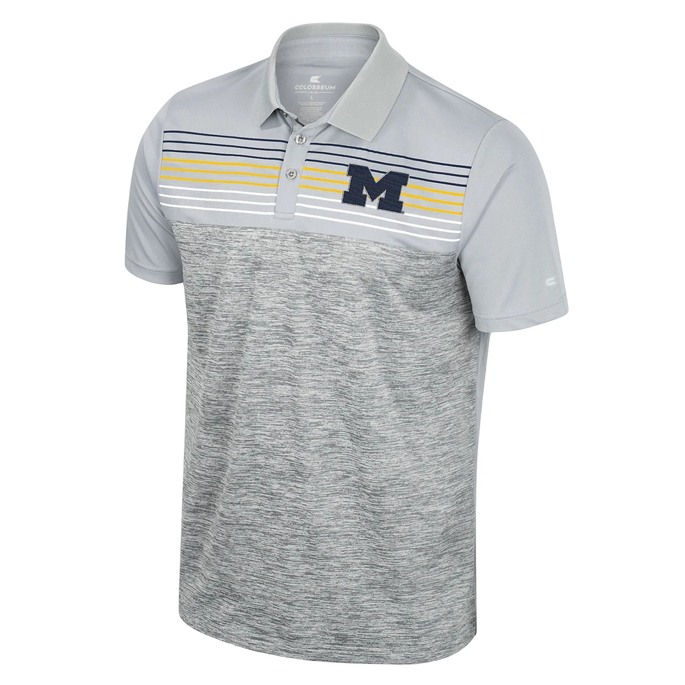 Men's Colosseum Gray Michigan Wolverines Cybernetic Polo