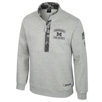 Men's Colosseum Heather Gray Michigan Wolverines OORAH OHT Military Appreciation Fleece Quarter-Zip Jacket