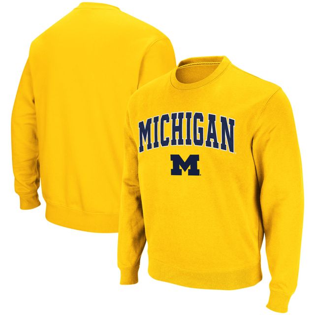Colosseum Maize Michigan Wolverines Arch & Logo Crew Neck Sweat-shirt pour homme