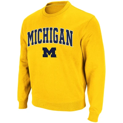 Colosseum Maize Michigan Wolverines Arch & Logo Crew Neck Sweat-shirt pour homme