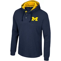 Men's Colosseum Navy Michigan Wolverines Affirmative Thermal Hoodie Long Sleeve T-Shirt