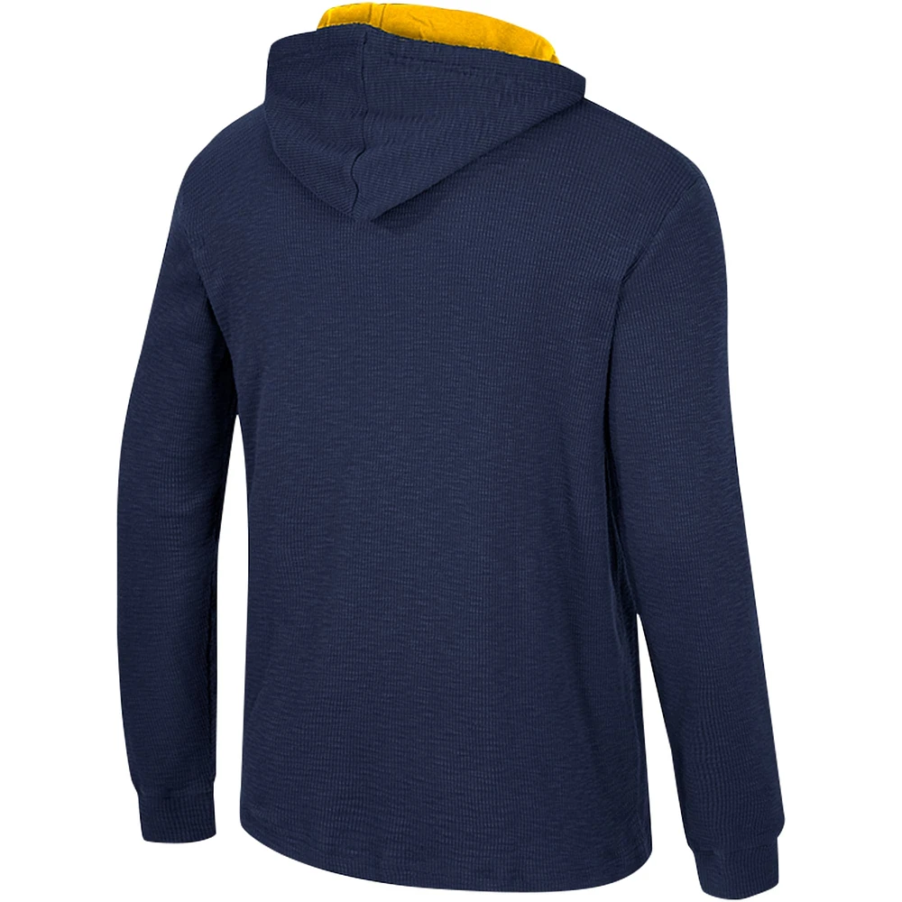 Men's Colosseum Navy Michigan Wolverines Affirmative Thermal Hoodie Long Sleeve T-Shirt