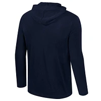 Men's Colosseum Navy Michigan Wolverines Color Pop Active Blend 2-Hit Long Sleeve Hooded T-Shirt
