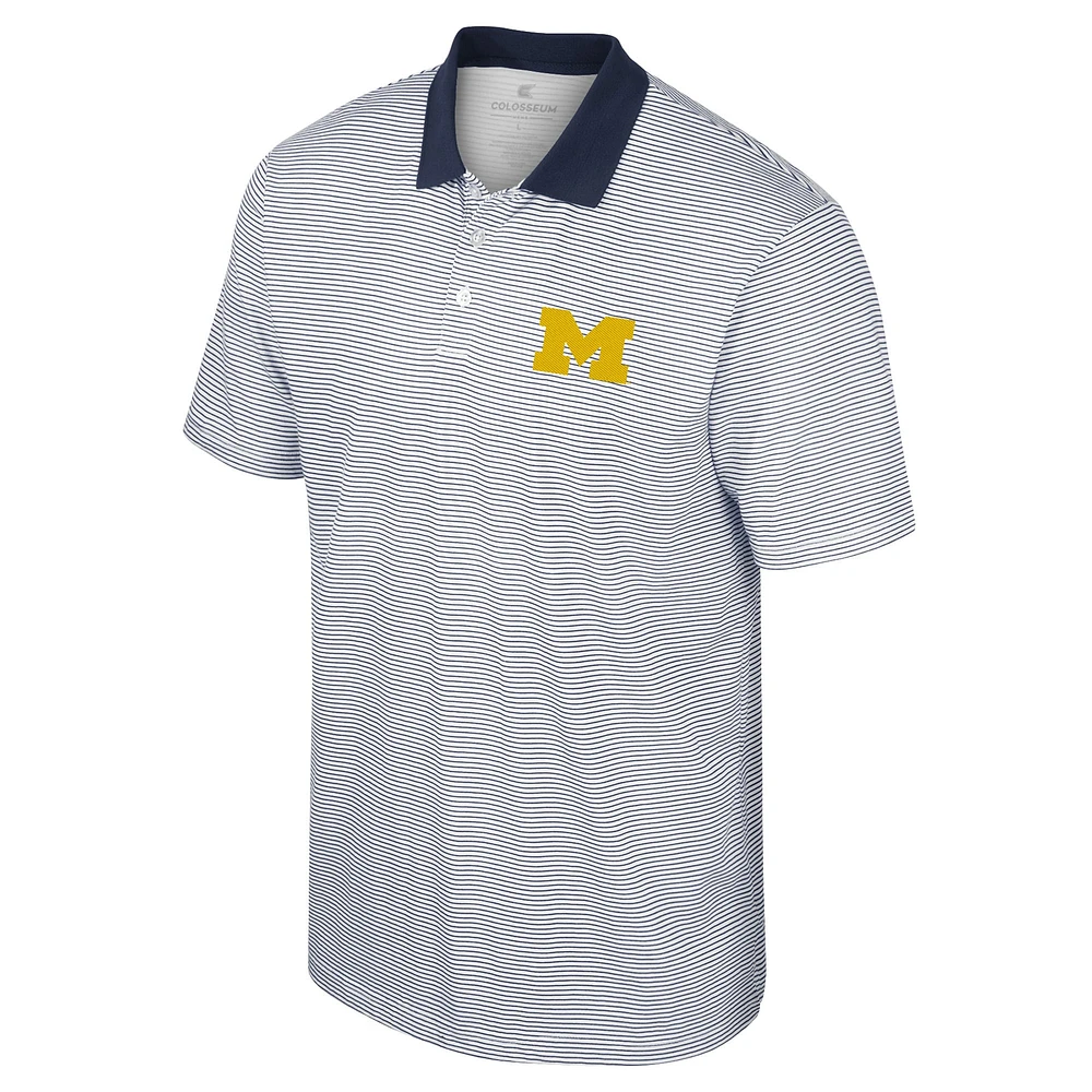 Men's Colosseum White/Black Michigan Wolverines Print Stripe Polo