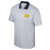 Men's Colosseum White/Black Michigan Wolverines Print Stripe Polo