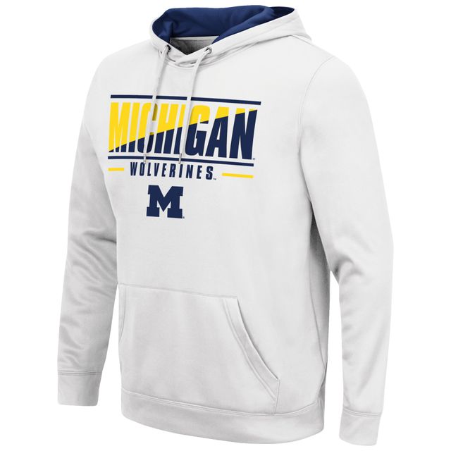 Sweat à capuche Colosseum Michigan Wolverines Slash Stack 2.0 pour homme, blanc