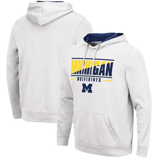 Sweat à capuche Colosseum Michigan Wolverines Slash Stack 2.0 pour homme, blanc