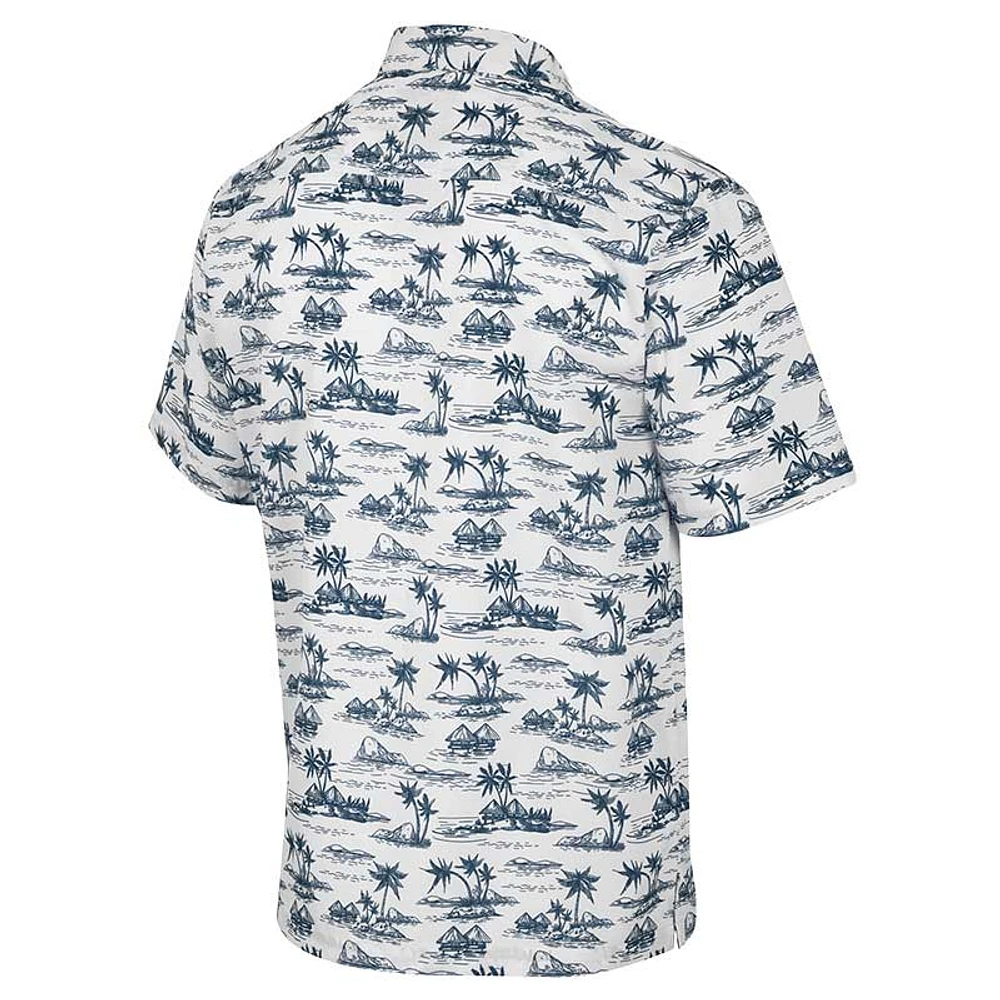 Men's Colosseum White Michigan Wolverines Spontaneous is Romantic Camp Button-Up Shirt