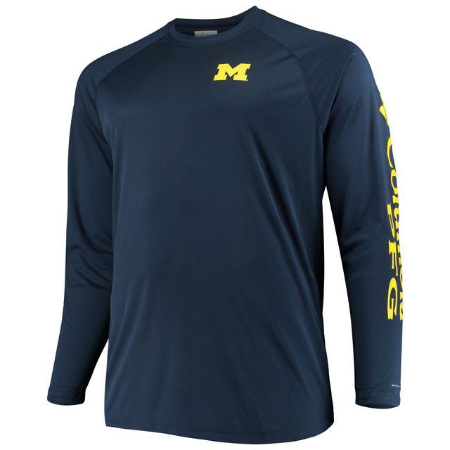 Columbia Navy Michigan Wolverines Big & Tall Terminal Tackle T-shirt à manches longues pour homme
