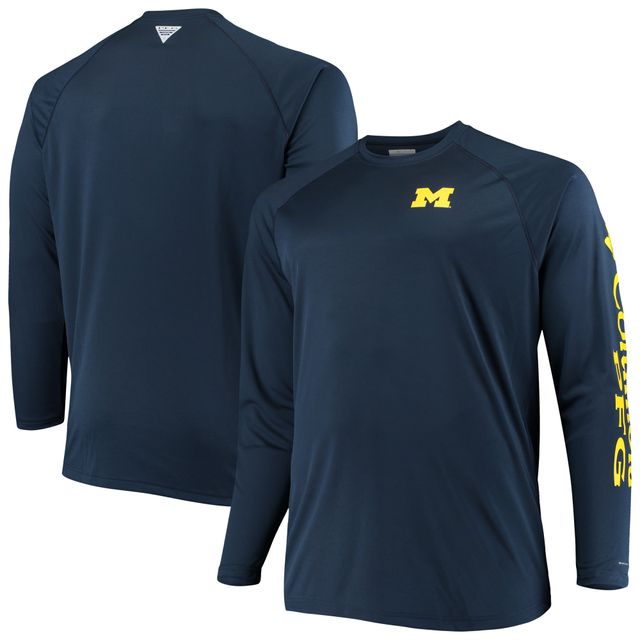 Columbia Navy Michigan Wolverines Big & Tall Terminal Tackle T-shirt à manches longues pour homme