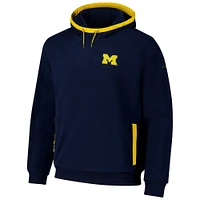 Men's  Columbia Navy Michigan Wolverines Flanker Fleece Pullover Hoodie