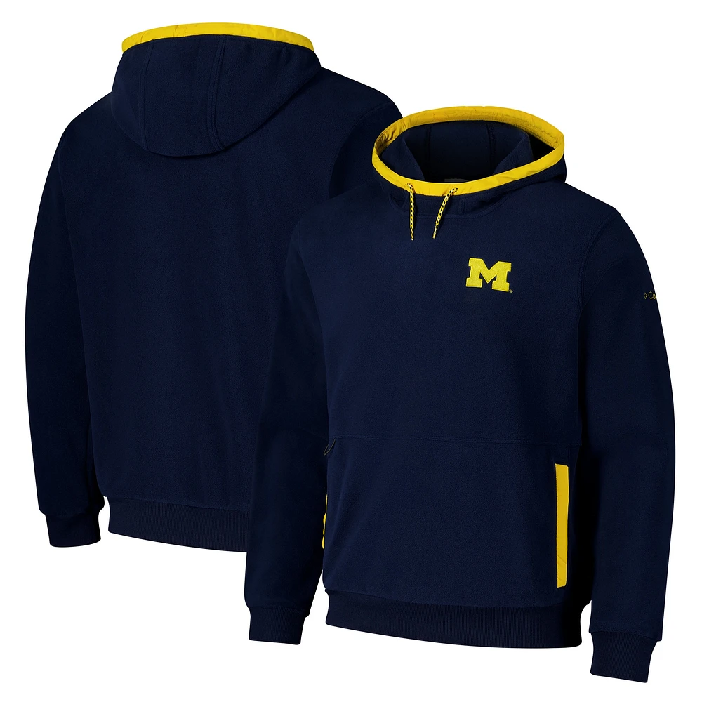 Men's Columbia Navy Michigan Wolverines Flanker Fleece Pullover Hoodie