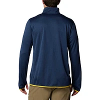 Men's Columbia Navy Michigan Wolverines Park View Grid Fleece Omni-Wick Half-Zip Jacket