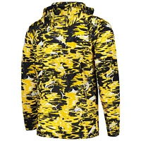 Men's Columbia Navy Michigan Wolverines PFG Terminal Tackle Omni-Shade Rippled Long Sleeve Hooded T-Shirt