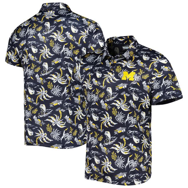 Polo pour homme Columbia Navy Michigan Wolverines Super Terminal Tackle Omni-Shade