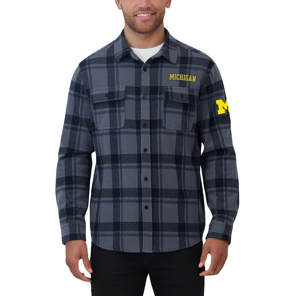 Men's Darius Rucker Collection by Fanatics Navy Michigan Wolverines Relaxed Fit Plaid Button-Up Shirt