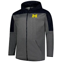 Men's Fanatics Navy/Gray Michigan Wolverines Big & Tall Pieced Full-Zip Hoodie Jacket