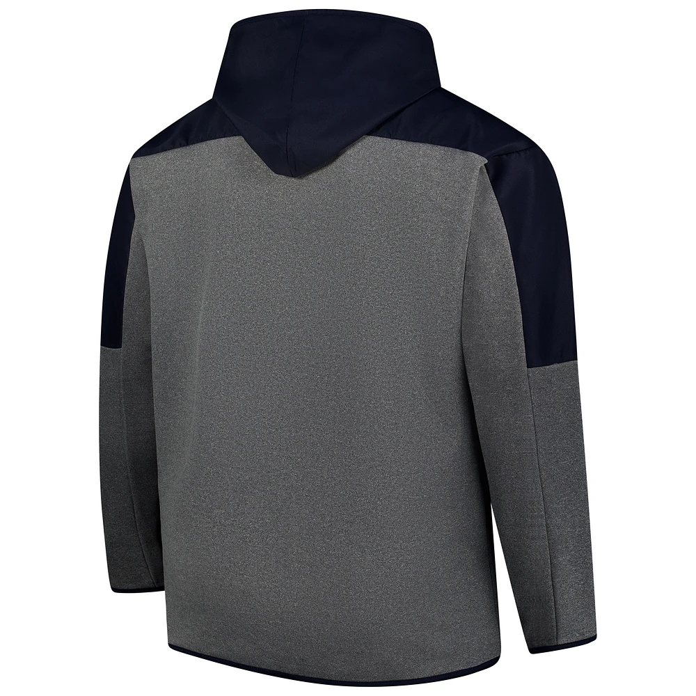 Men's Fanatics Navy/Gray Michigan Wolverines Big & Tall Pieced Full-Zip Hoodie Jacket
