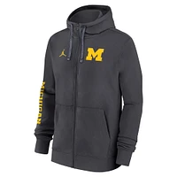 Men's Jordan Brand Anthracite Michigan Wolverines 2024 Sideline Full-Zip Hoodie