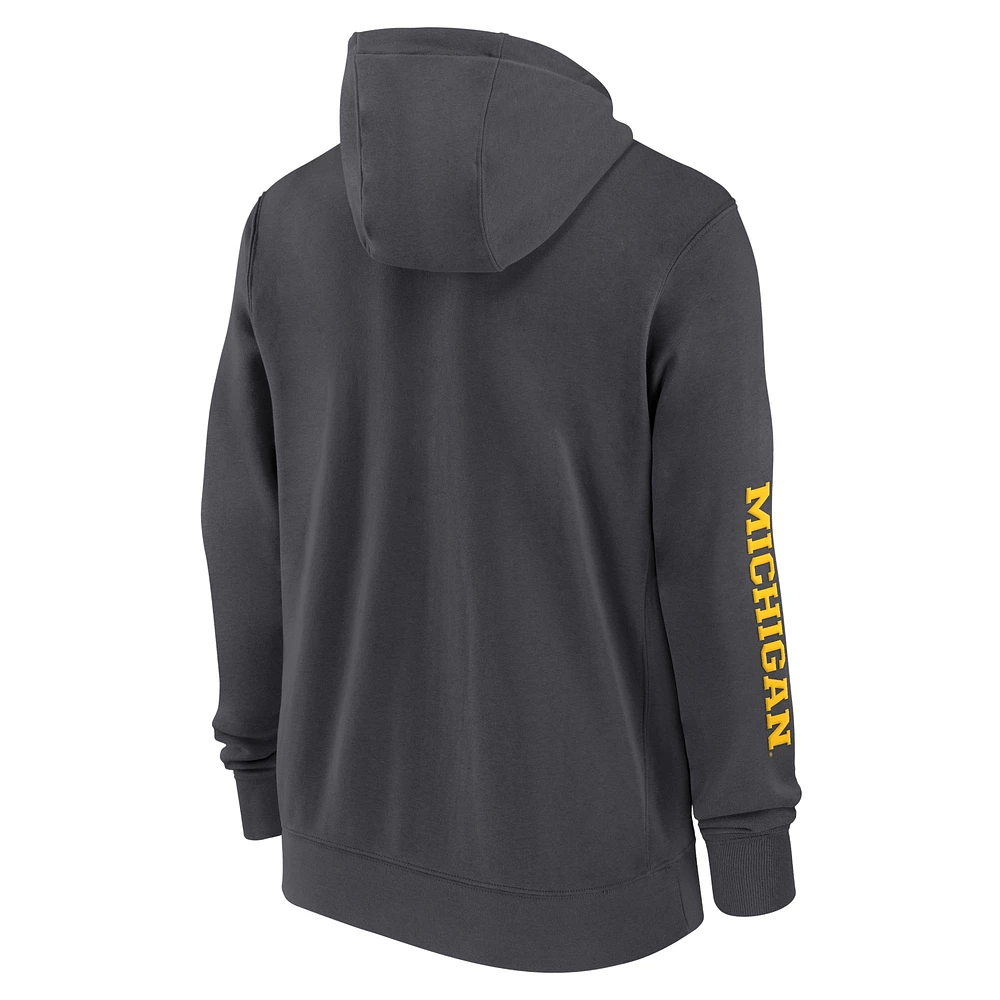 Men's Jordan Brand Anthracite Michigan Wolverines 2024 Sideline Full-Zip Hoodie
