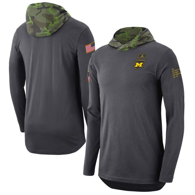 Jordan Brand T-shirt à capuche manches longues Michigan Wolverines Military pour homme