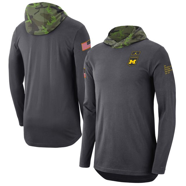 Jordan Brand T-shirt à capuche manches longues Michigan Wolverines Military pour homme