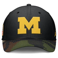 Men's Jordan Brand Black/Camo Michigan Wolverines 2024 Military Appreciation Rise Swoosh Performance Flex Hat