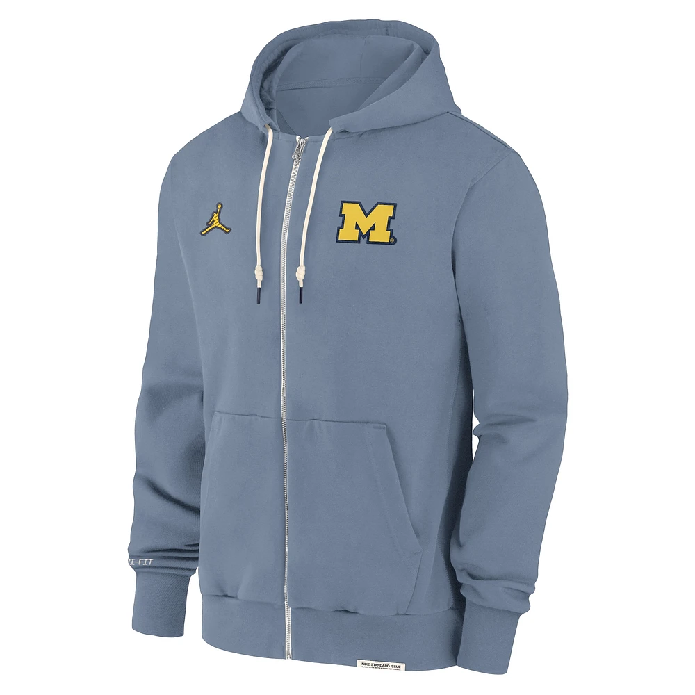 Men's Jordan Brand  Blue Michigan Wolverines 2024 Sideline Player Performance Full-Zip Hoodie Sweatshirt