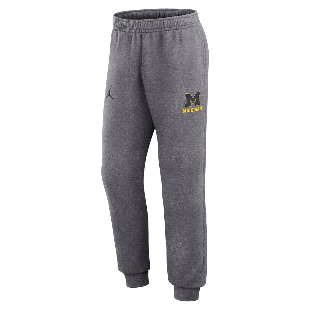 Men's Jordan Brand Heather Gray Michigan Wolverines Primetime Club Fleece Jogger Pants