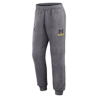 Men's Jordan Brand Heather Gray Michigan Wolverines Primetime Club Fleece Jogger Pants