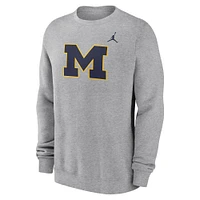 Men's Jordan Brand Heather Gray Michigan Wolverines Primetime Fleece Pullover Sweatshirt