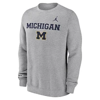 Men's Jordan Brand Heather Gray Michigan Wolverines Primetime Primary Stack Pullover Sweatshirt