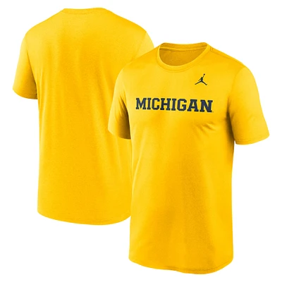 T-shirt Jordan Brand Maize Michigan Wolverines Primetime Legend Wordmark pour homme