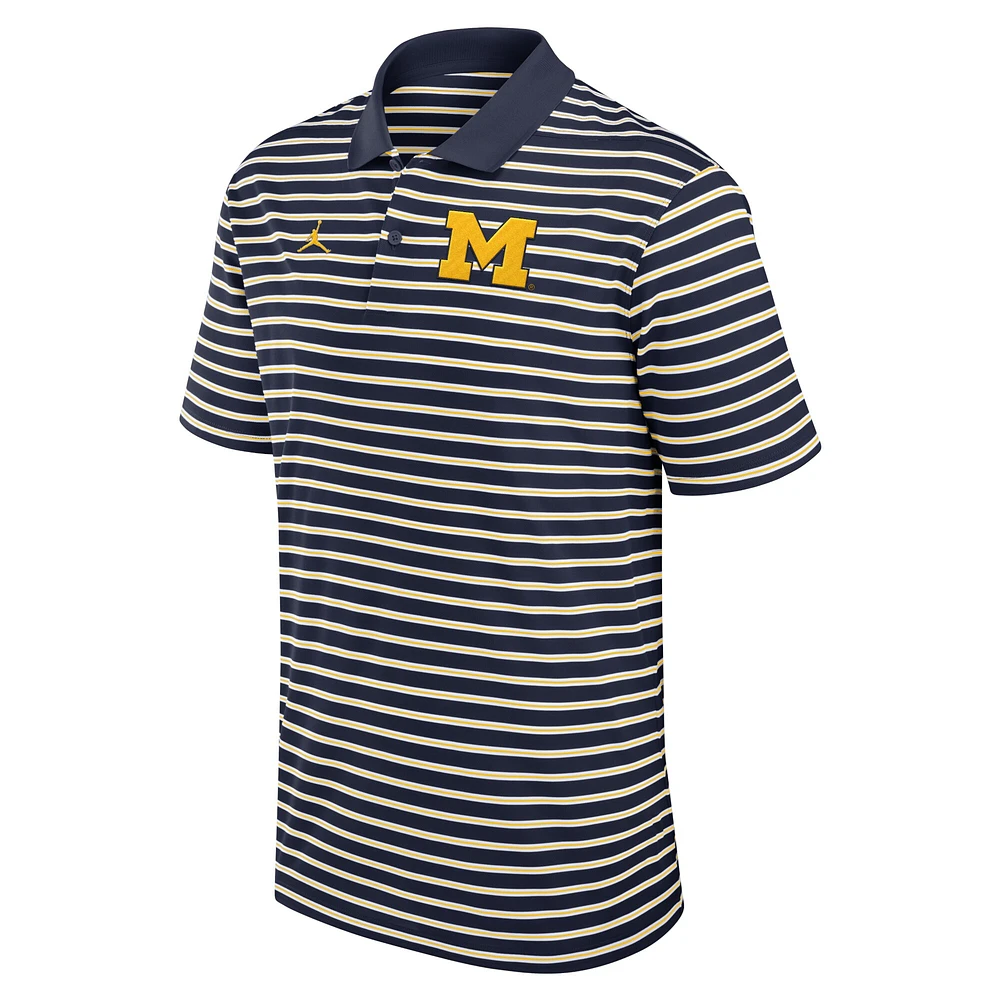 Men's Jordan Brand Navy/White Michigan Wolverines Primetime Victory Striped Performance Polo