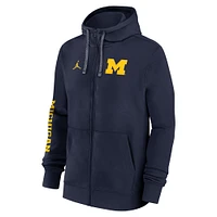 Men's Jordan Brand Navy Michigan Wolverines 2024 Sideline Full-Zip Hoodie