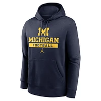 Men's Jordan Brand Navy Michigan Wolverines Football Stack Club Fleece Pullover Hoodie