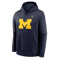 Men's Jordan Brand Navy Michigan Wolverines Primetime Club Fleece Pullover Hoodie