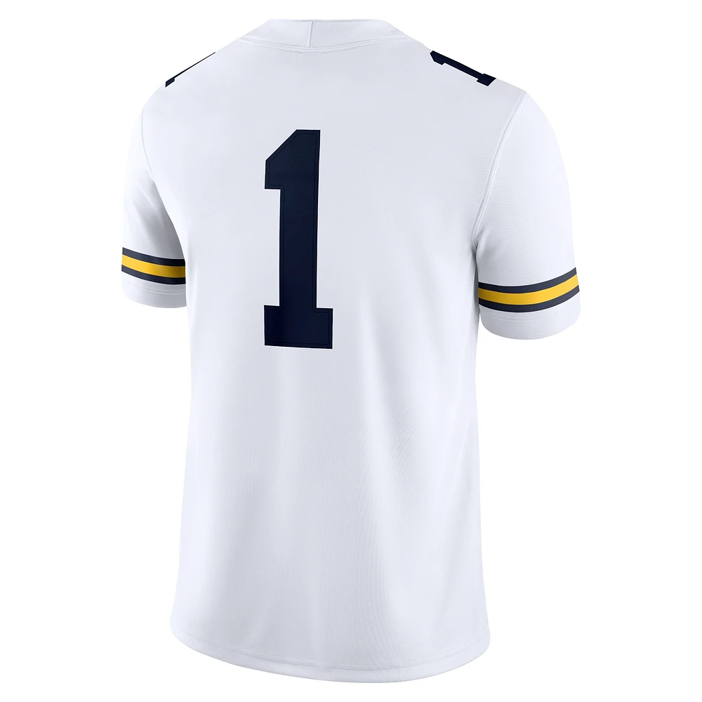 Men's Jordan Brand #1 White Michigan Wolverines Game Jersey