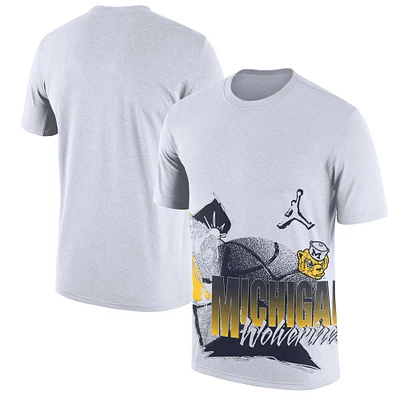 Jordan Brand - T-shirt Michigan Wolverines Basketball 90s Hoop Max pour homme Blanc