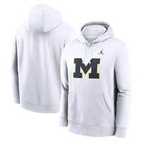 Men's Jordan Brand White Michigan Wolverines Primetime Club Fleece Pullover Hoodie