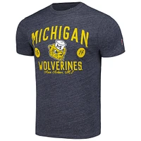 League Collegiate Wear pour hommes Heather Navy Michigan Wolverines Bendy Arch Victory Falls T-shirt tri-mélange
