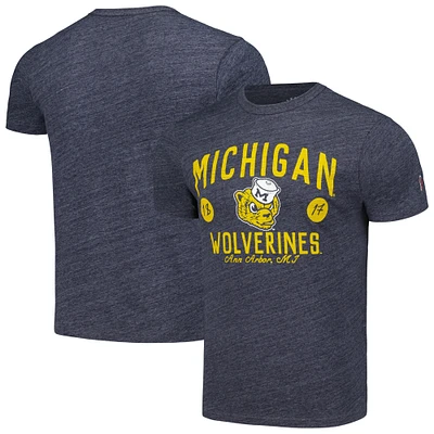 League Collegiate Wear pour hommes Heather Navy Michigan Wolverines Bendy Arch Victory Falls T-shirt tri-mélange